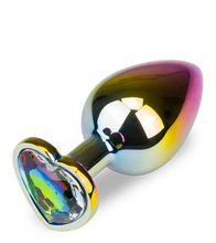 Load image into Gallery viewer, Rainbow heart rosebud jewel butt plug - M