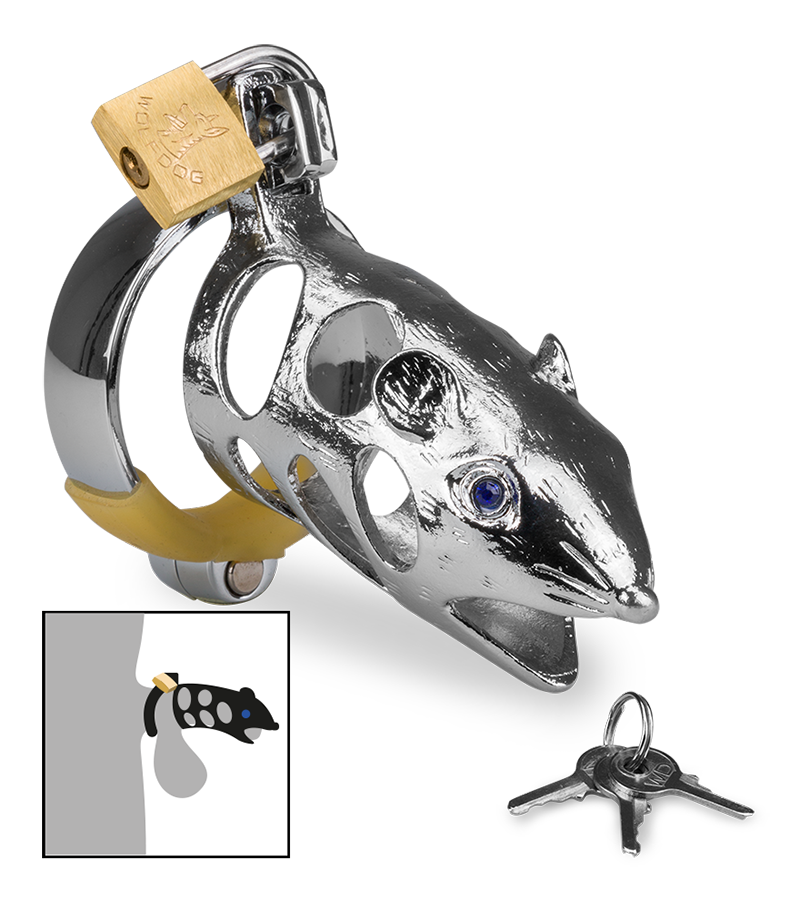 Rat Chinese zodiac penis chastity cage