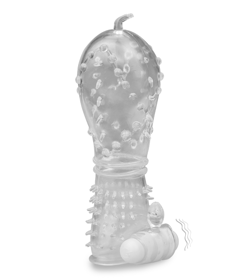 Realistic crystal vibrating textured penis sleeve