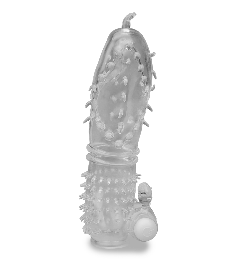 Realistic crystal vibrating textured penis sleeve