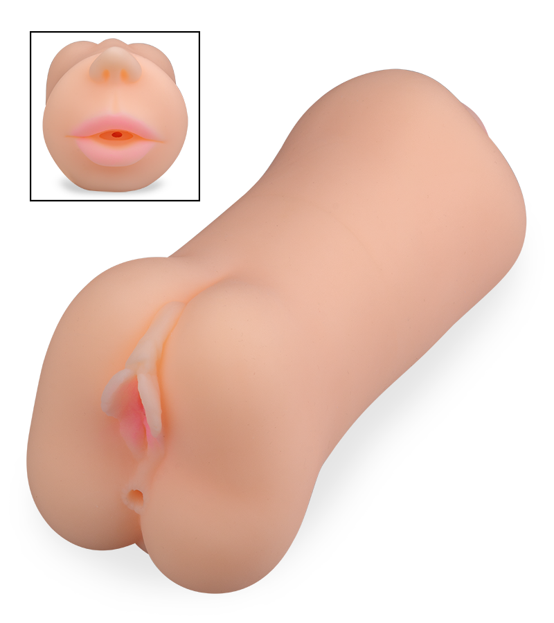 Realistic sucking mouth masturbator with vagina and anus