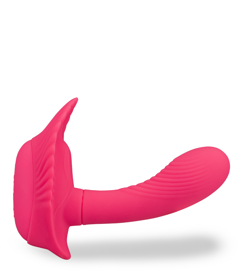 Remote control vibrating shell wearable dildo