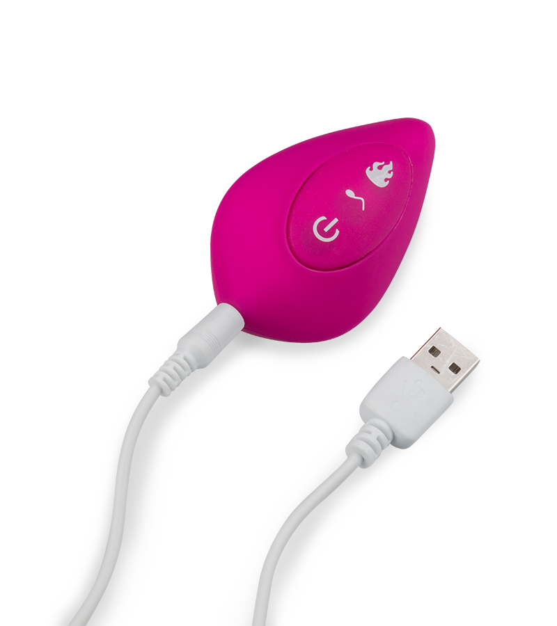 Remote control warming and vibrating wearable dildo