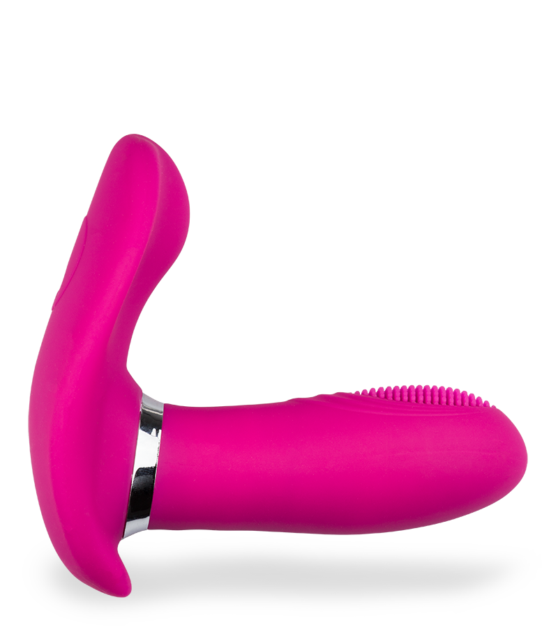 Remote control warming and vibrating wearable dildo