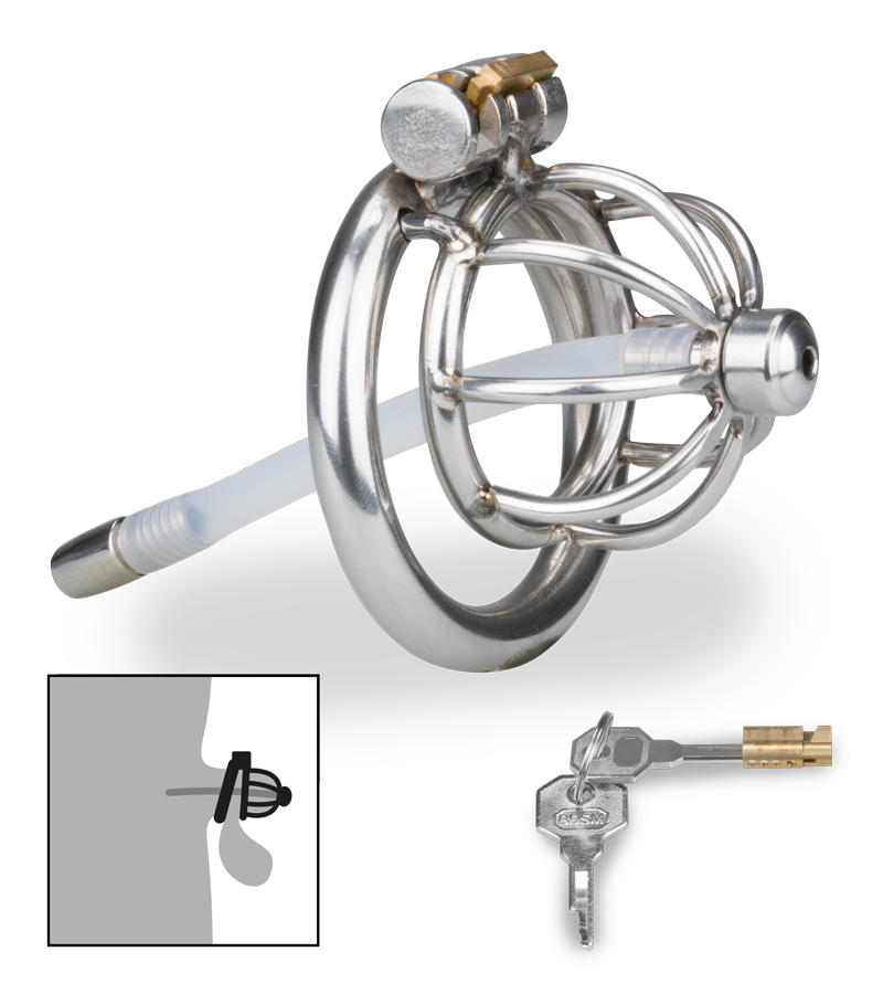 Repentance small penis cage with urethral probe