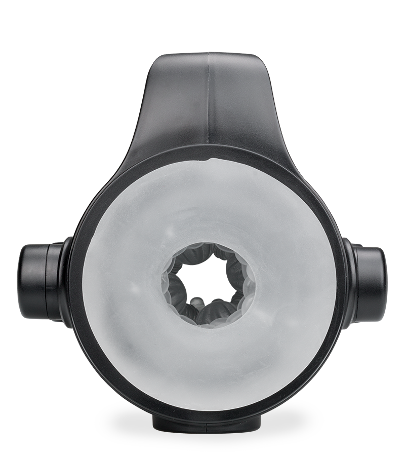 Road thrusting and vibrating masturbator with handles