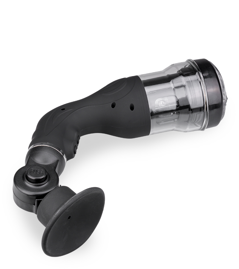 Rotating suction cup masturbator