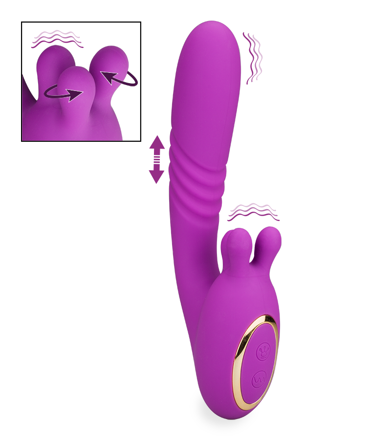 Royal thrusting clit-massaging vibrator