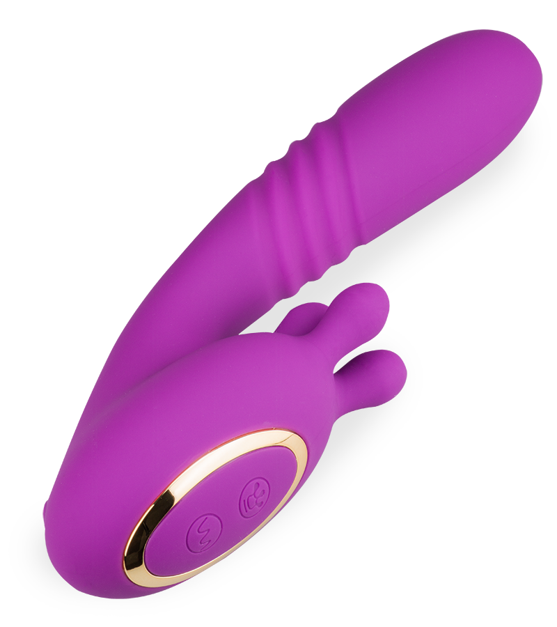 Royal thrusting clit-massaging vibrator
