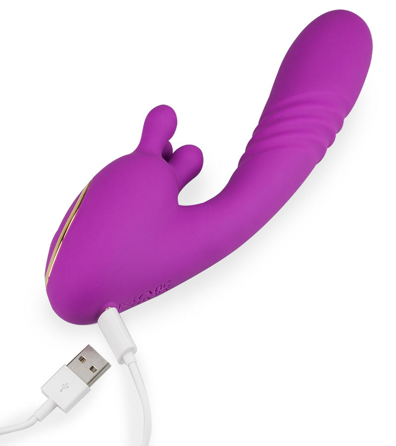 Royal thrusting clit-massaging vibrator
