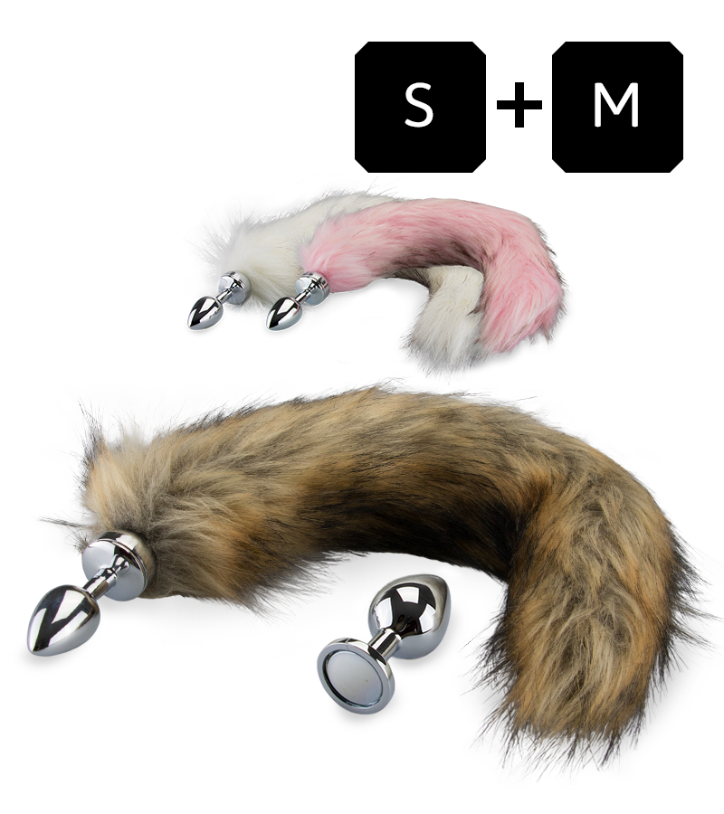 Set of 2 rosebud fox-tail anal plugs