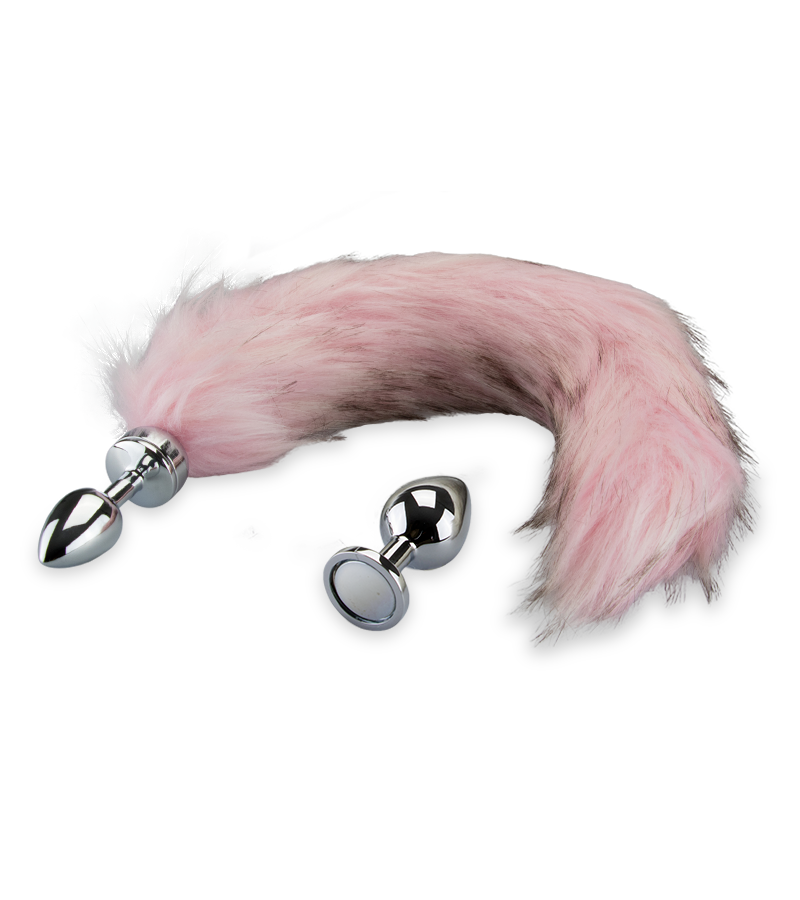 Set of 2 rosebud fox-tail anal plugs