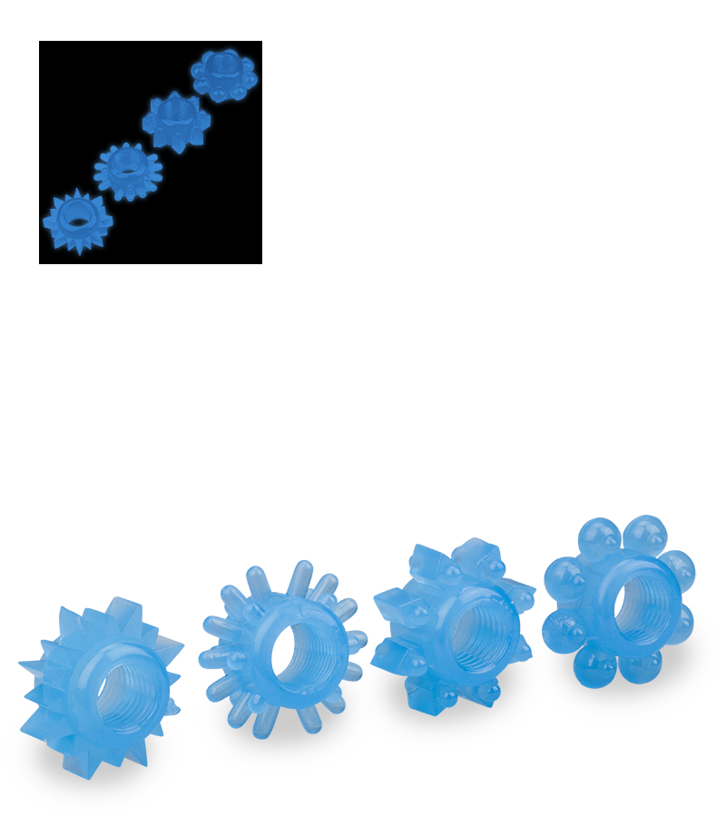 Set of 4 Lumino glow-in-the-dark cock rings