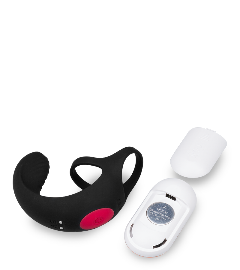 Shape vibrating double cock ring and testicle massager