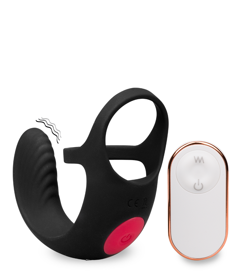 Shape vibrating double cock ring and testicle massager