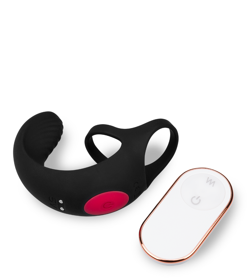 Shape vibrating double cock ring and testicle massager