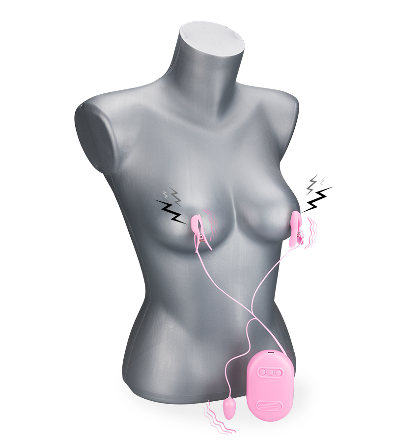 Signal vibrating electrosex nipple clamps and vibrating love egg