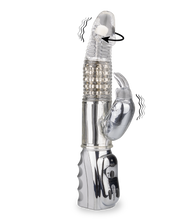Load image into Gallery viewer, Silver Pleasure rotating rabbit vibrator