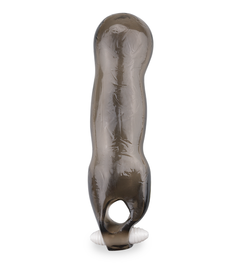 Smooth translucent black vibrating penis sleeve