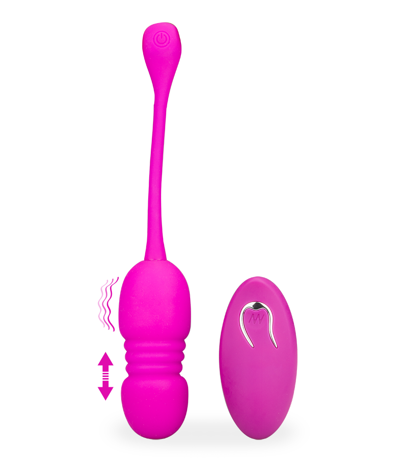Speechless remote-controlled thrusting vibrating love egg