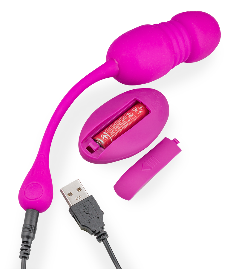 Speechless remote-controlled thrusting vibrating love egg