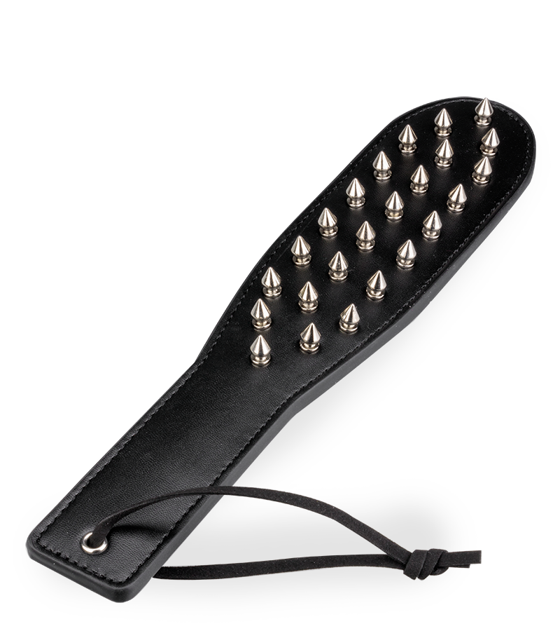 Spike faux leather paddle with metal spikes