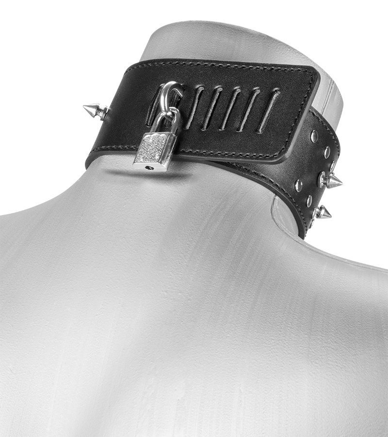 Spiked BDSM collar with lock