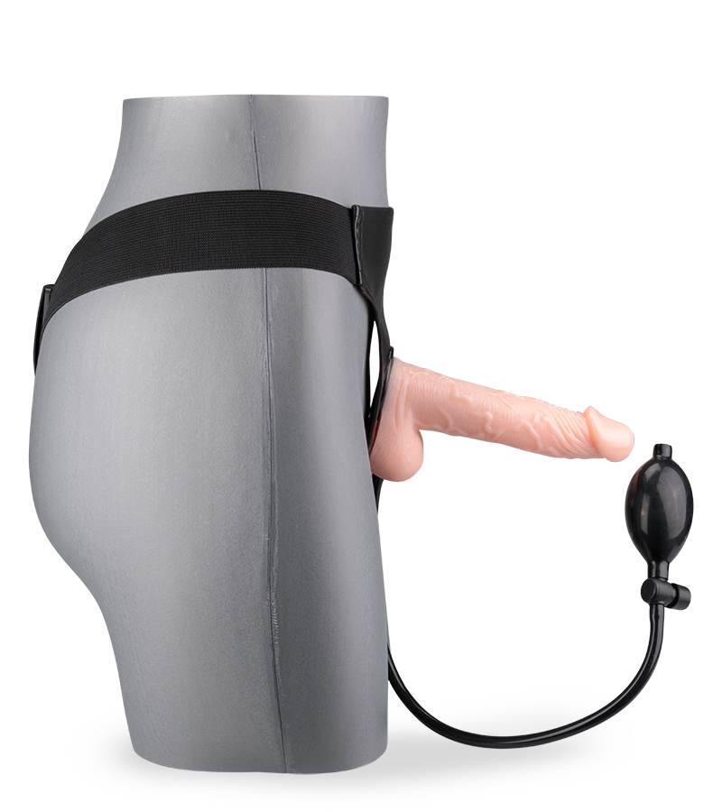 Strap-on harness kit with inflatable pump dildo