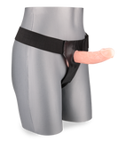 Strap-on harness with hollow veiny dildo