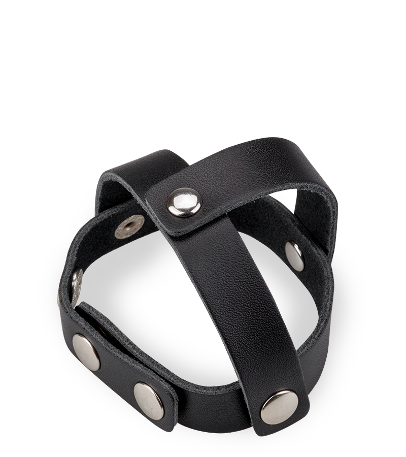 Strappy leather cock ring