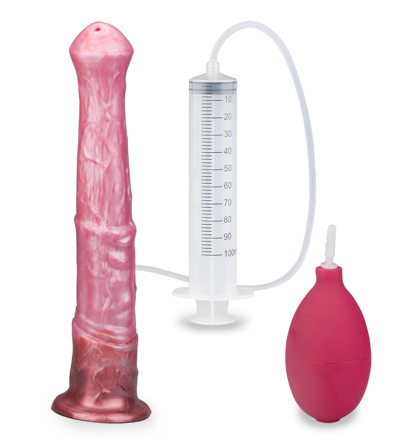 Suction-cup silicone ejaculating horse dildo