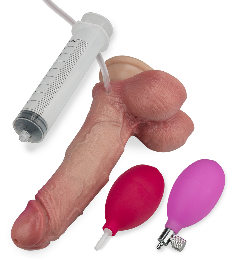 Teddy inflatable suction cup ejaculating dildo