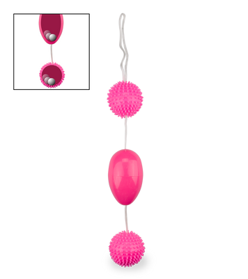 Textured vaginal and anal double jiggle balls