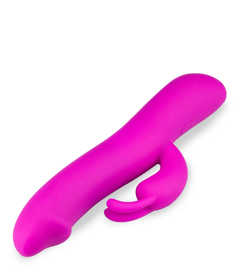 Thrust and throb action rabbit vibrator