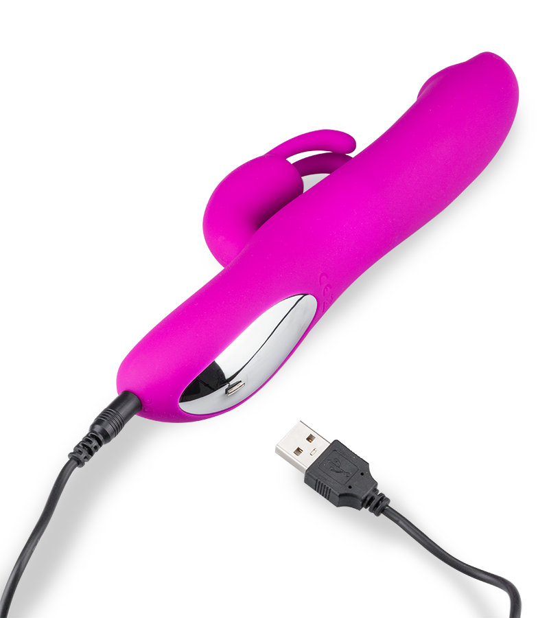 Thrust and throb action rabbit vibrator