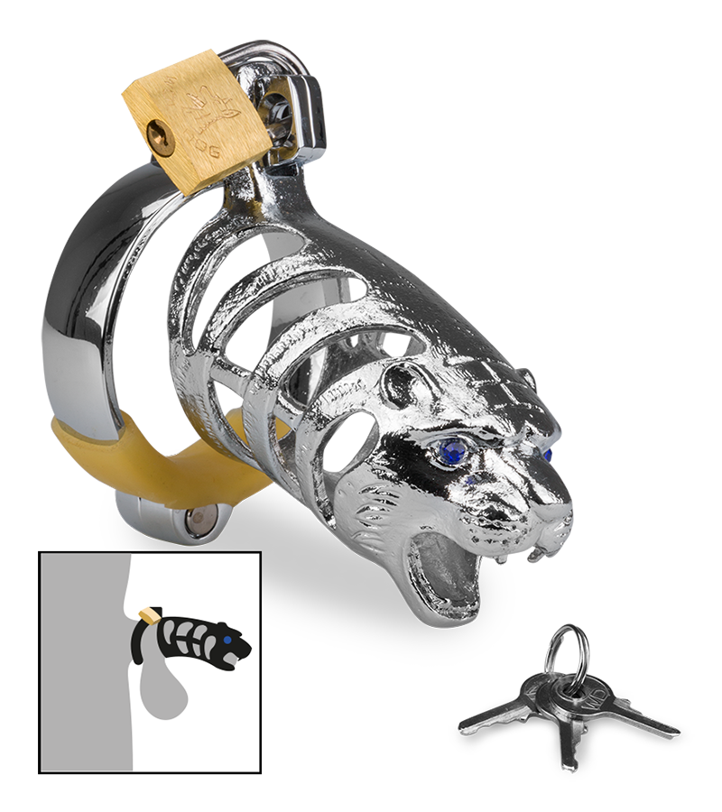 Tiger Chinese zodiac penis chastity cage