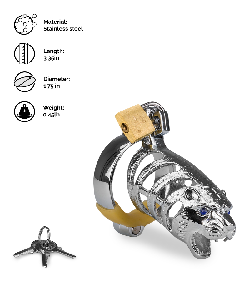 Tiger Chinese zodiac penis chastity cage