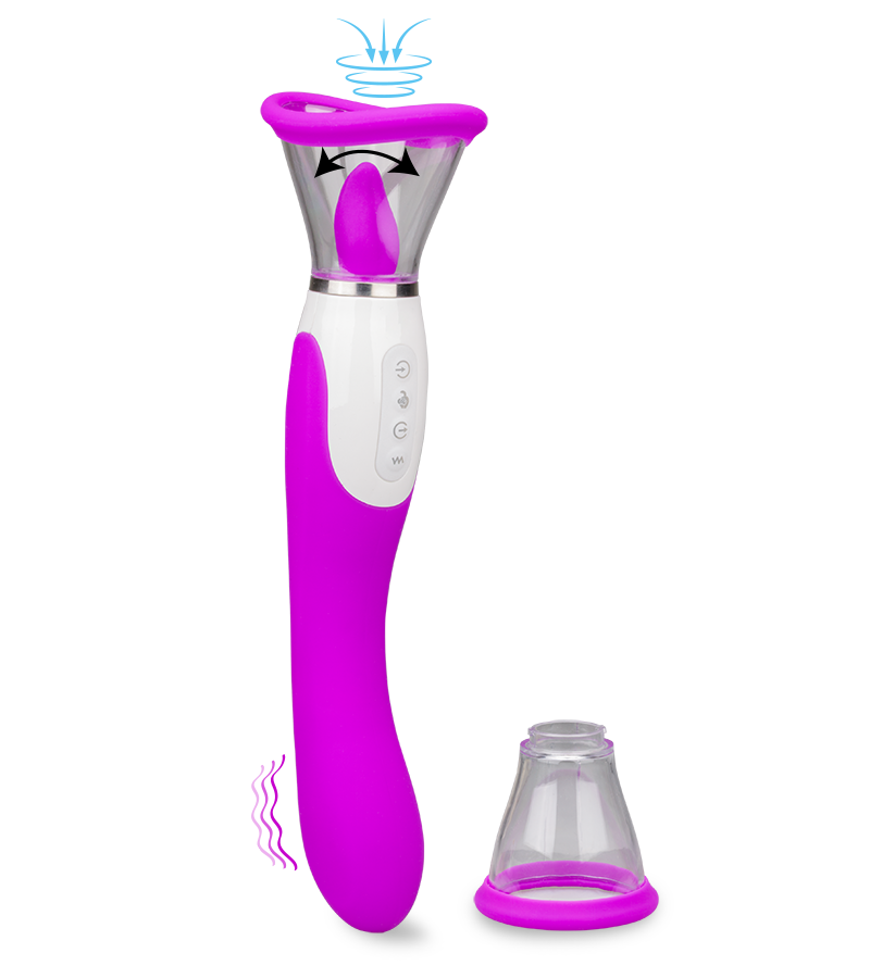 Torch pussy pump with tongue and vibrator