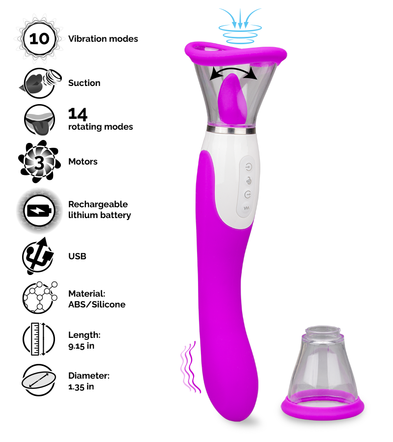 Torch pussy pump with tongue and vibrator
