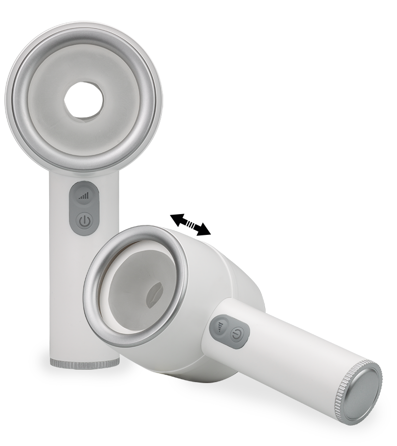 Tornado thrusting masturbator with comfort-grip handle