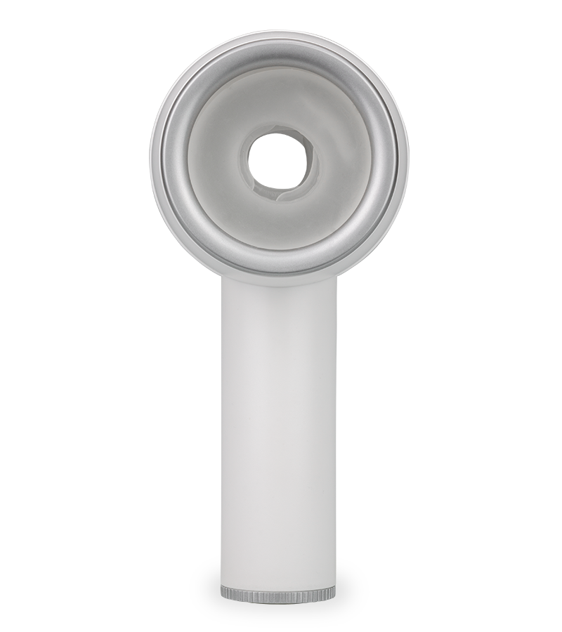 Tornado thrusting masturbator with comfort-grip handle