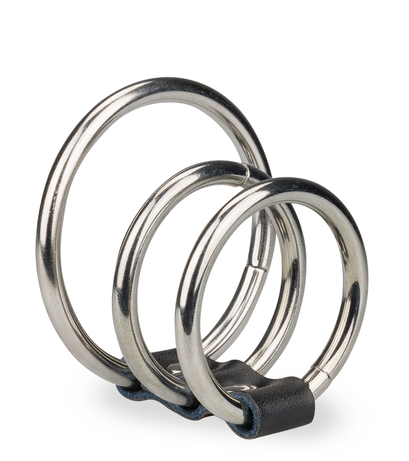 Triple loop metal cock ring