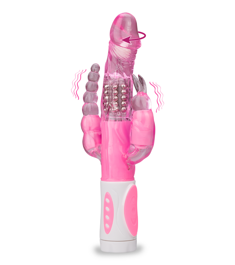 Triple penetration rotating rabbit vibrator
