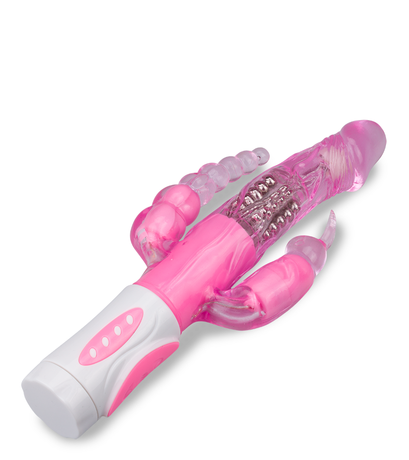 Triple penetration rotating rabbit vibrator