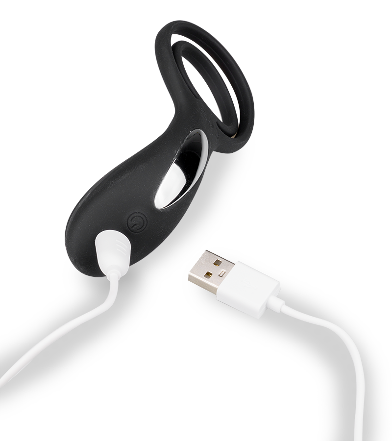 USB vibrator for couples with cock and ball rings