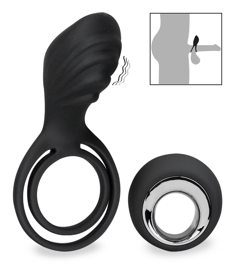 USB vibrator for couples with cock and ball rings