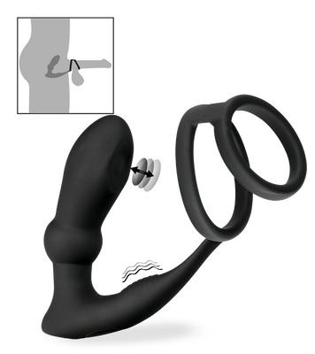 Vegas vibrating and throbbing prostate massager and double cock ring