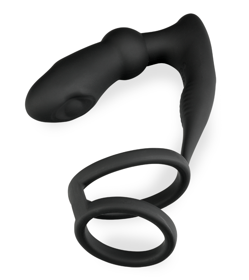 Vegas vibrating and throbbing prostate massager and double cock ring