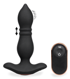 Verso remote-controlled vibrating and thrusting butt plug