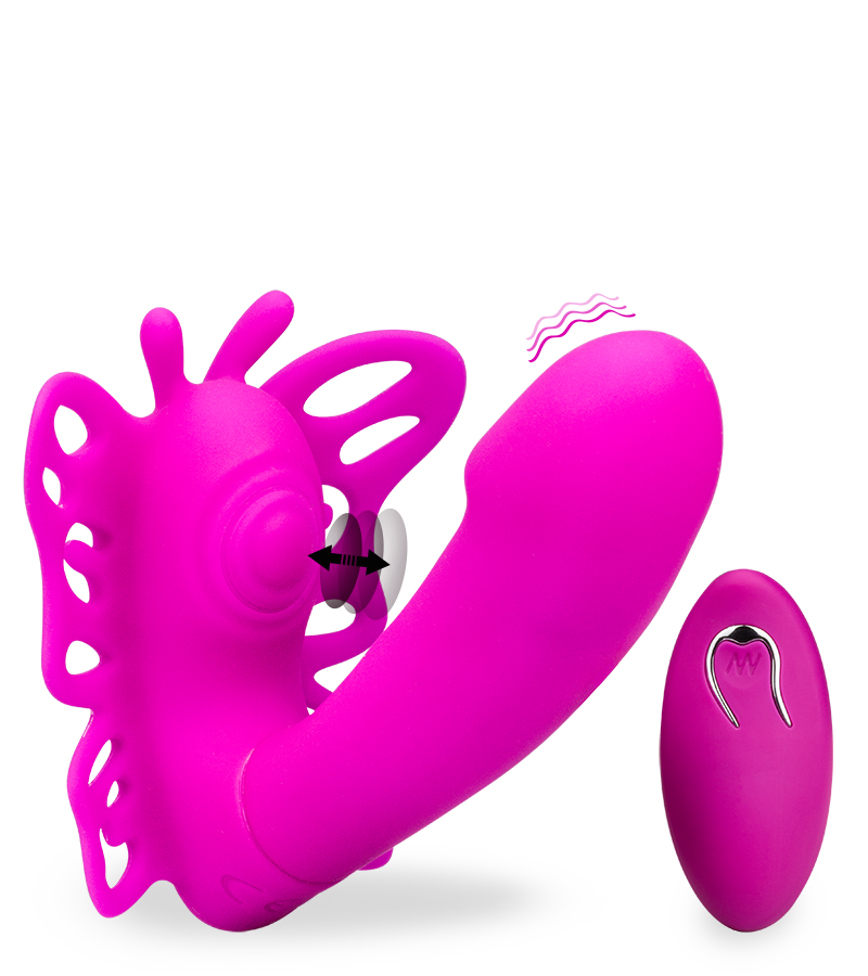 Vibrating and throbbing wearable clit and G-spot vibe 12 speeds